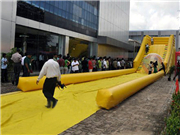 All Yellow Giant Inflatable Zorb Ball Ramp Race Track for Sale